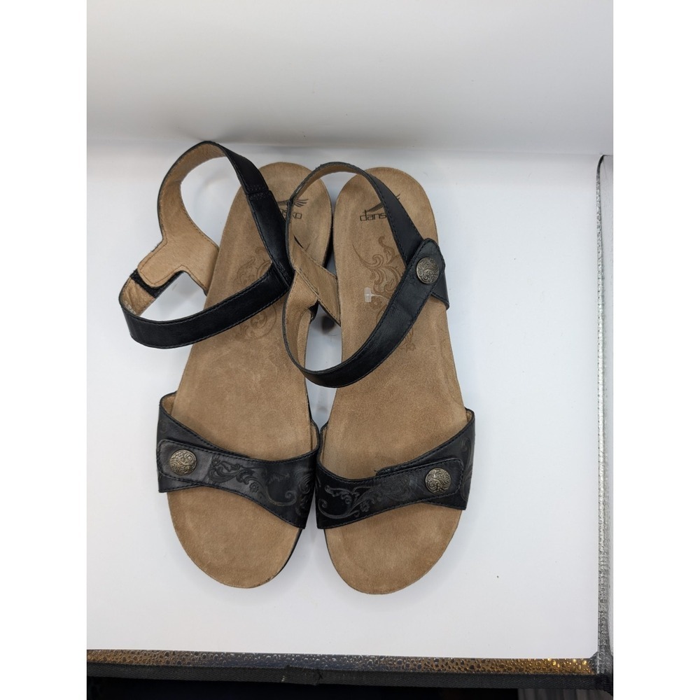 Dansko comfort casual sandals black leather Womens EU 42 US 11 Strap Open Toe